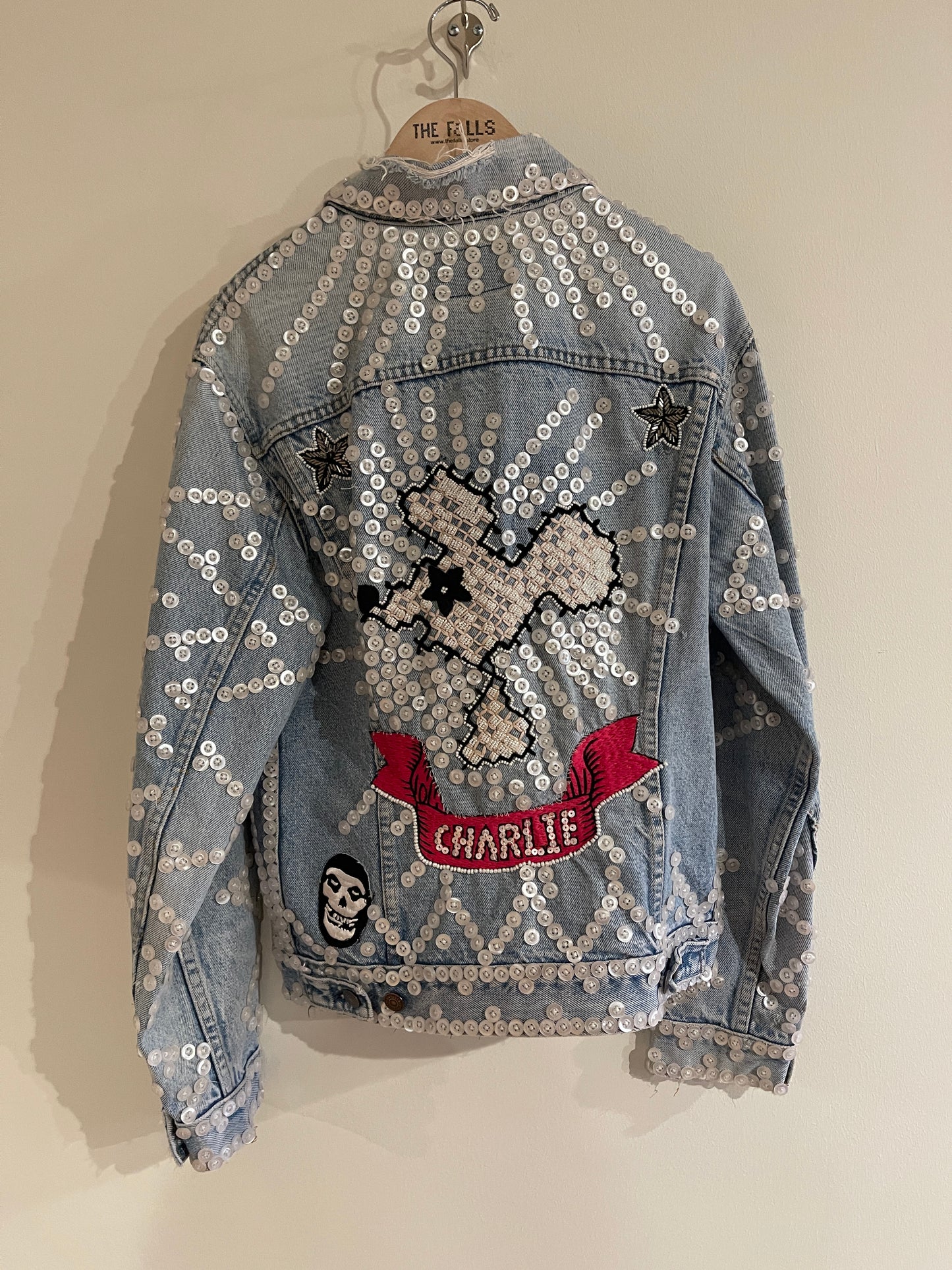 "Pearlie Charlie" Levis Trucker - Denim/Pearls