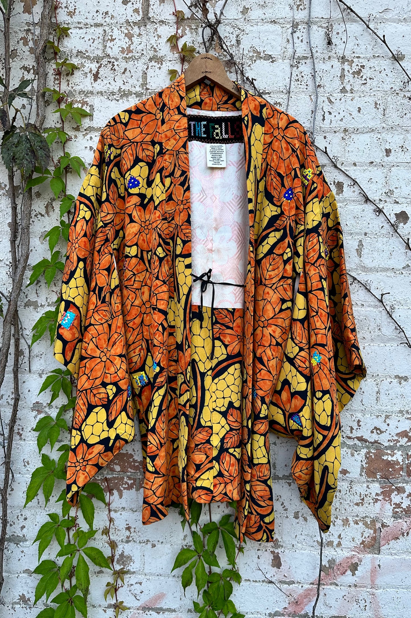 "Space Invaders" Haori - Orange Foliage