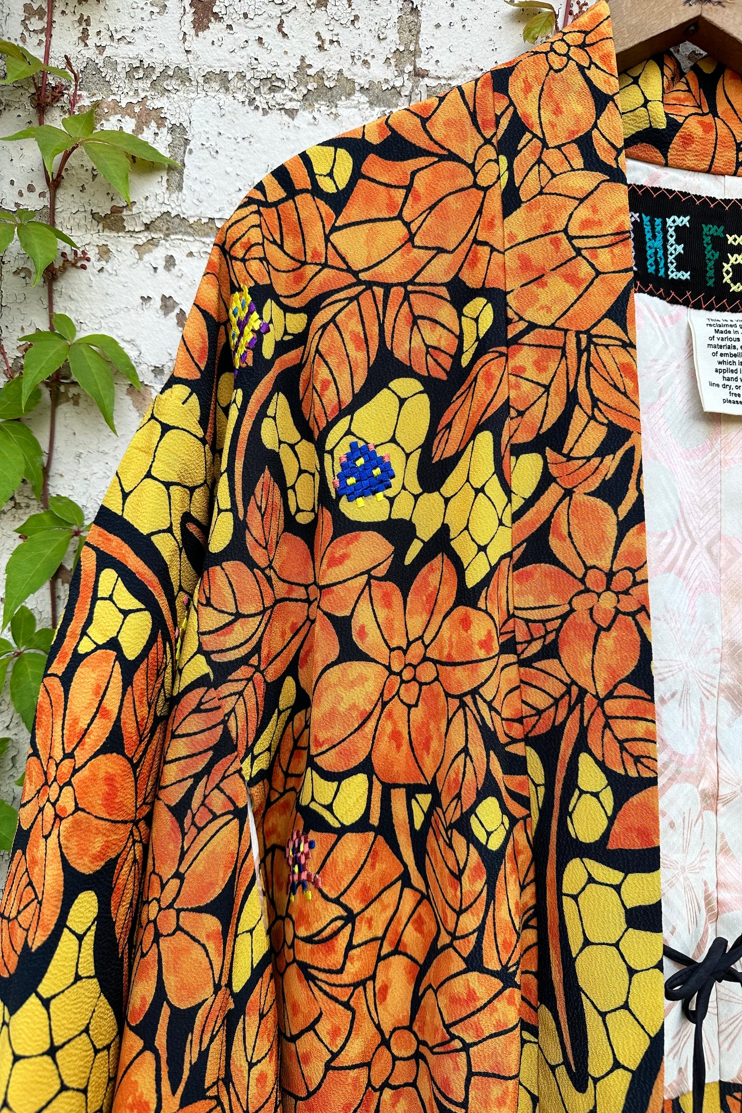 "Space Invaders" Haori - Orange Foliage