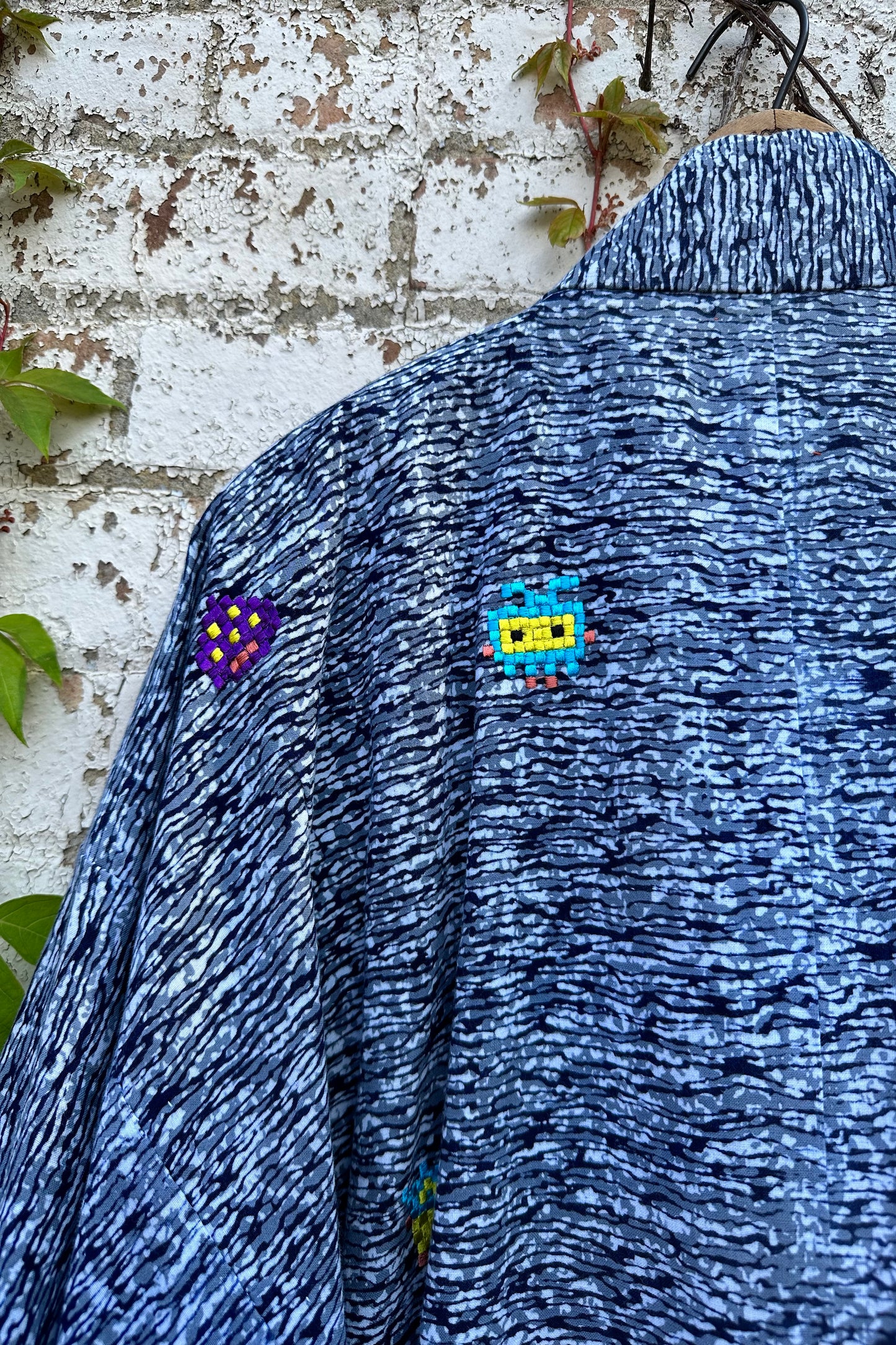 "Space Invaders" Kimono- Abstract Batik