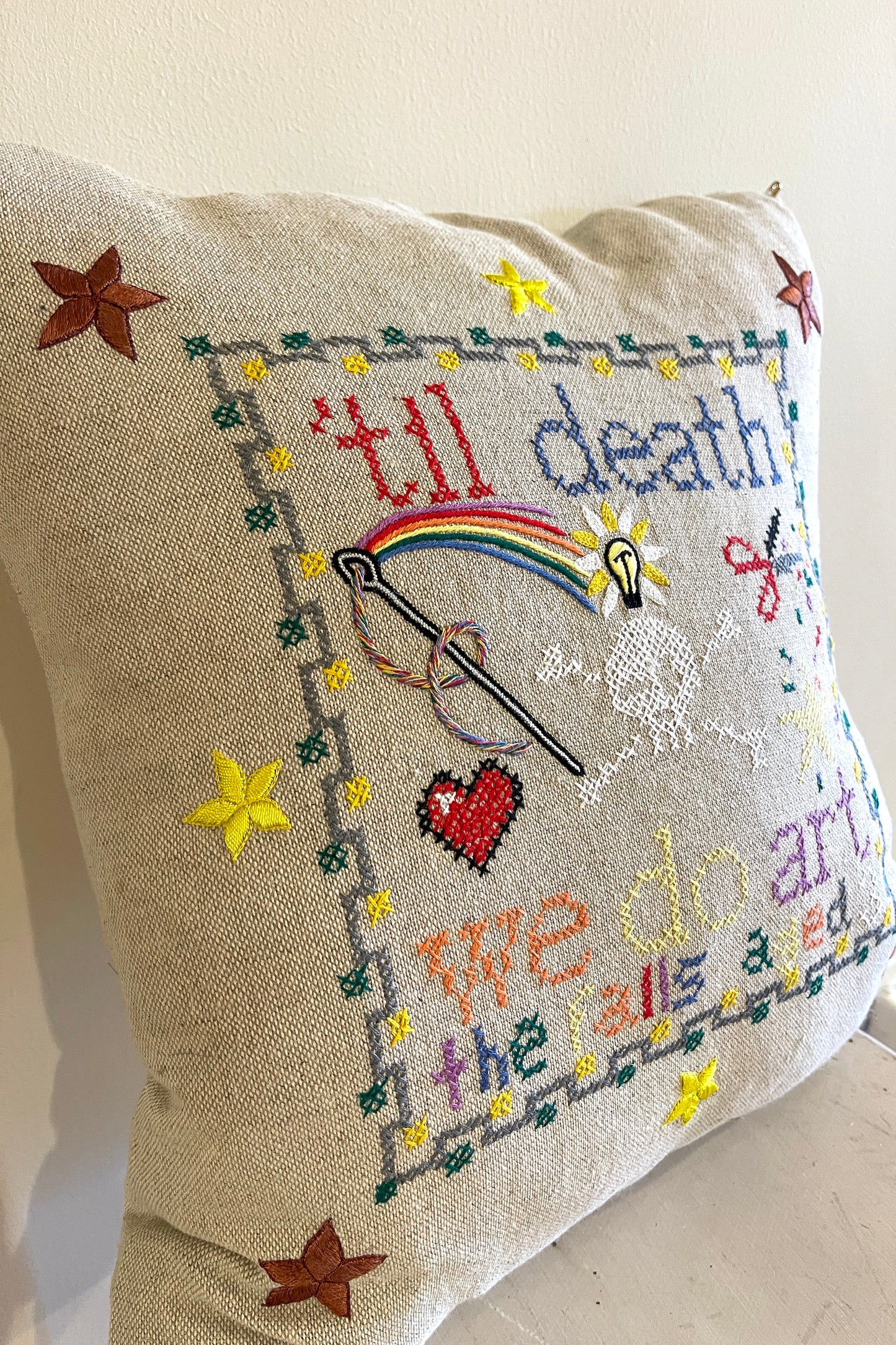 "'Till Death We Do Art" Pillow - Natural/Multi