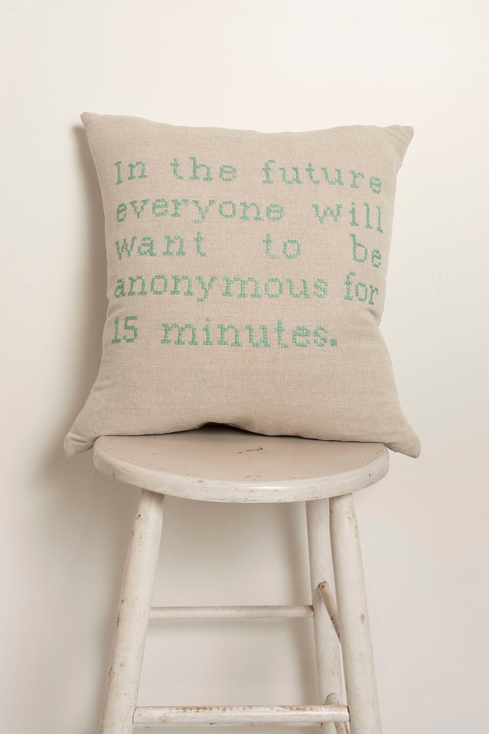 "Future Famous" Pillow - Natural/Jade