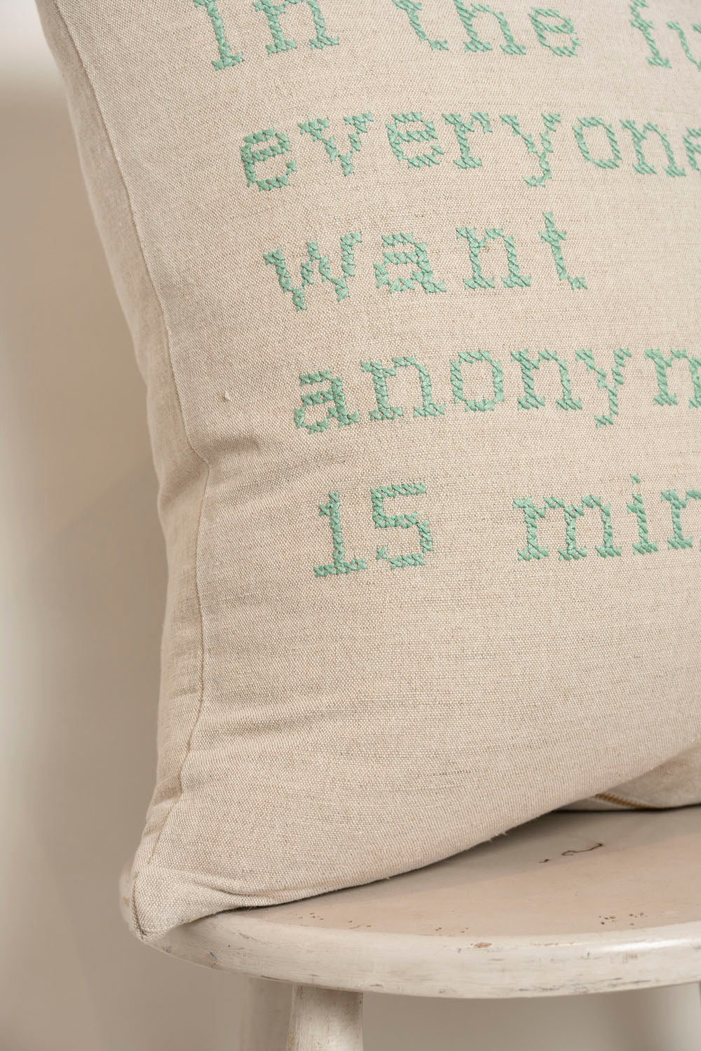 "Future Famous" Pillow - Natural/Jade