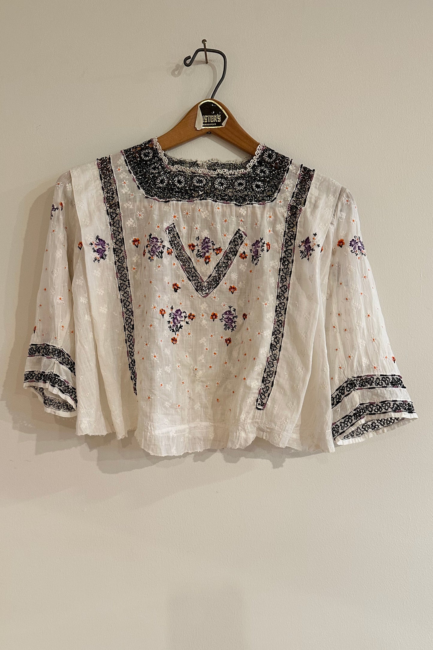 "Black Lace" Edwardian Shirt - White/Multi