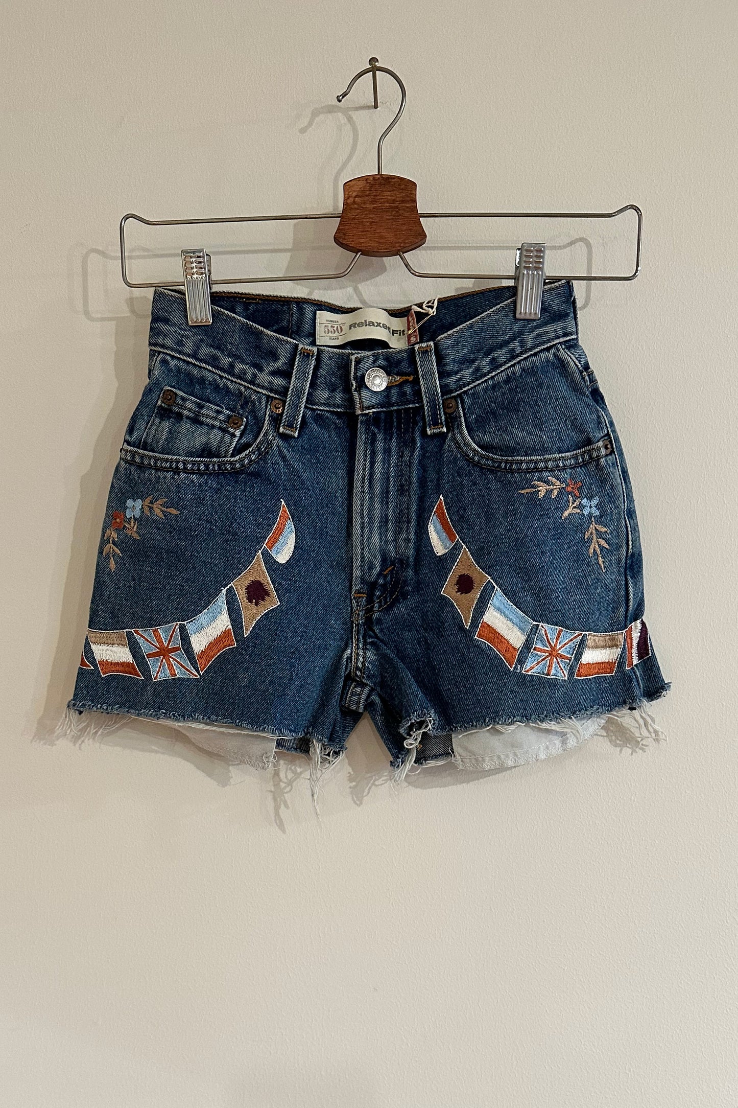 1 Of 1 "Colonial Flags" Cut-Offs - Denim/Multi