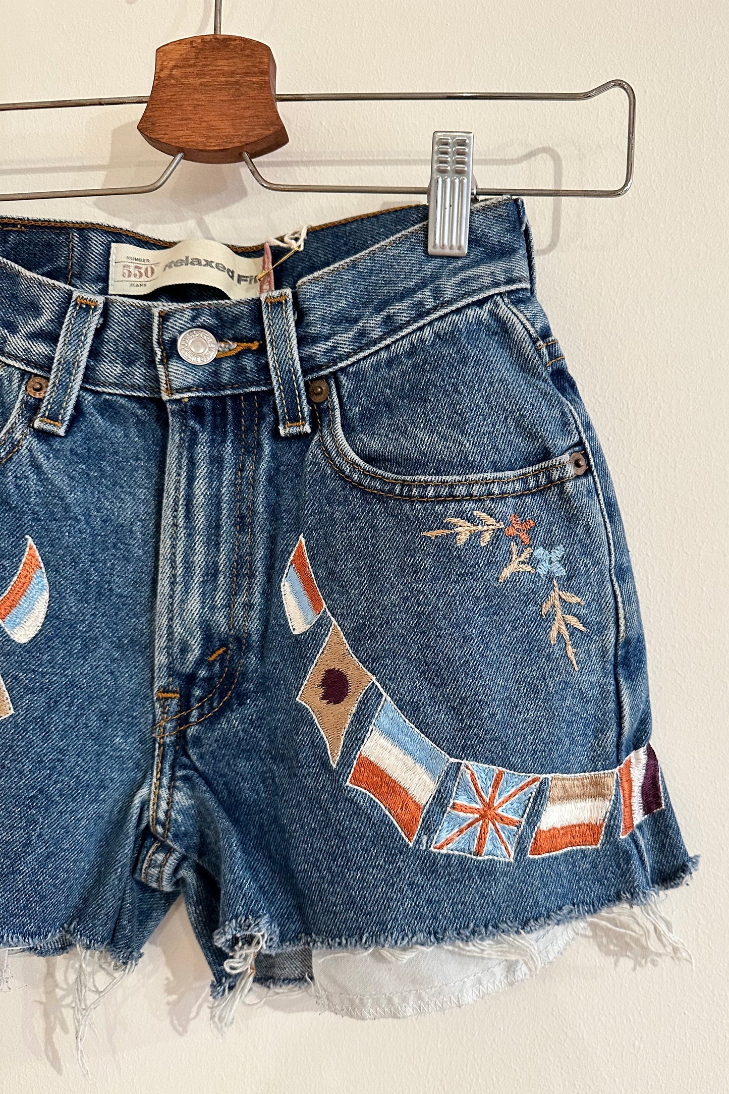 1 Of 1 "Colonial Flags" Cut-Offs - Denim/Multi