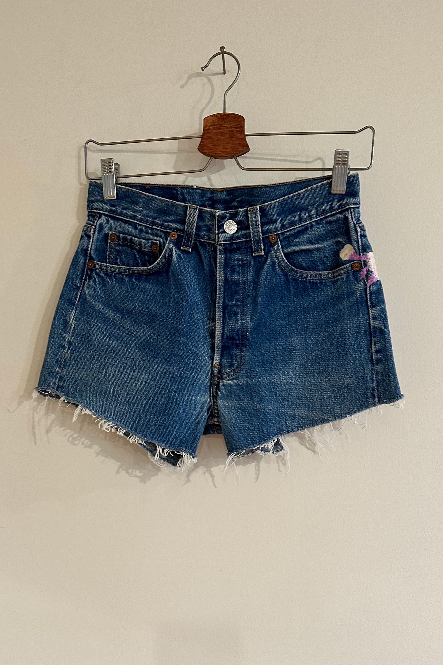 "Iris" Levis Cut Off Short - Denim/Multi