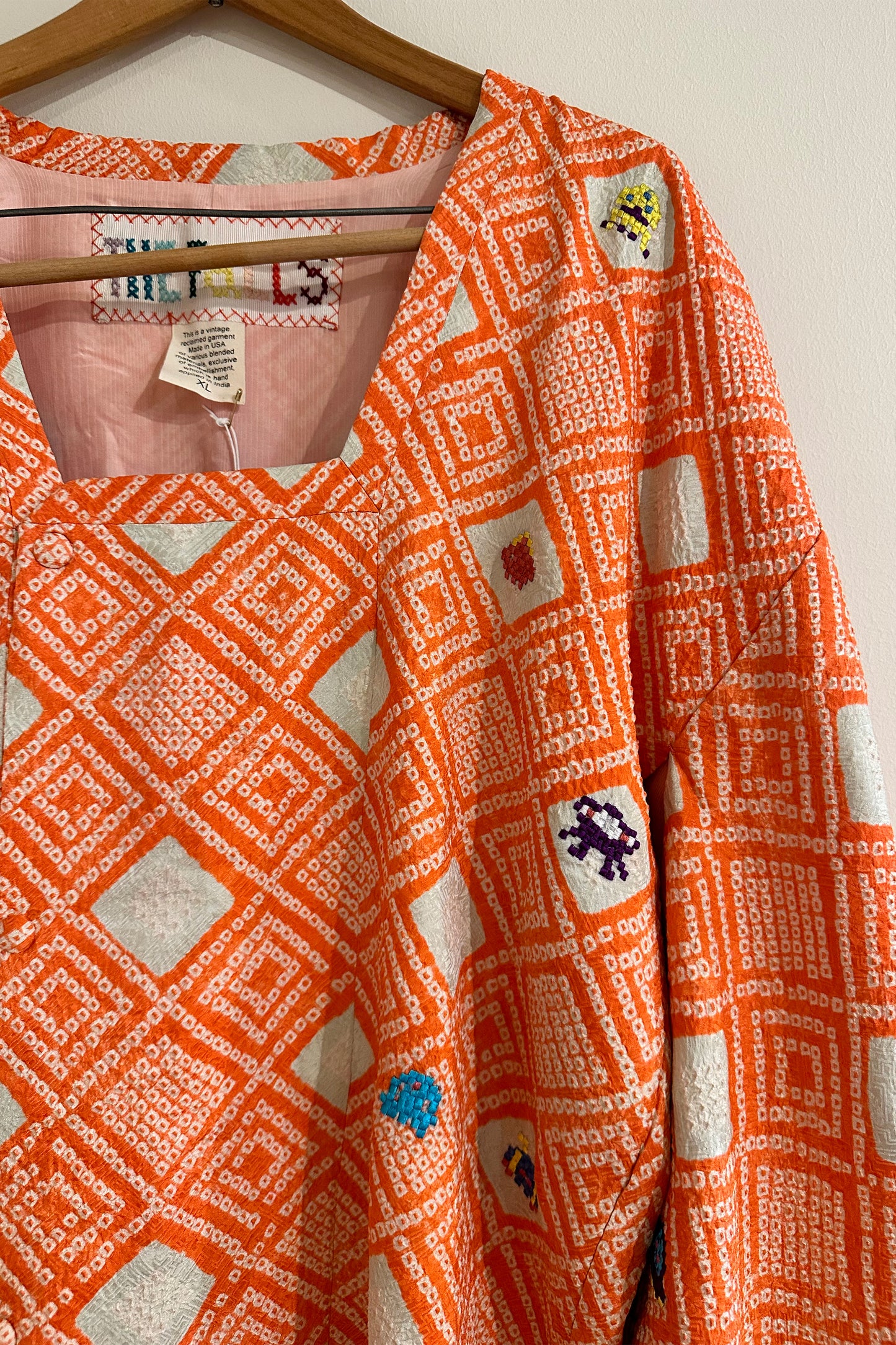 "Space Invaders" Shibori Squares Haori