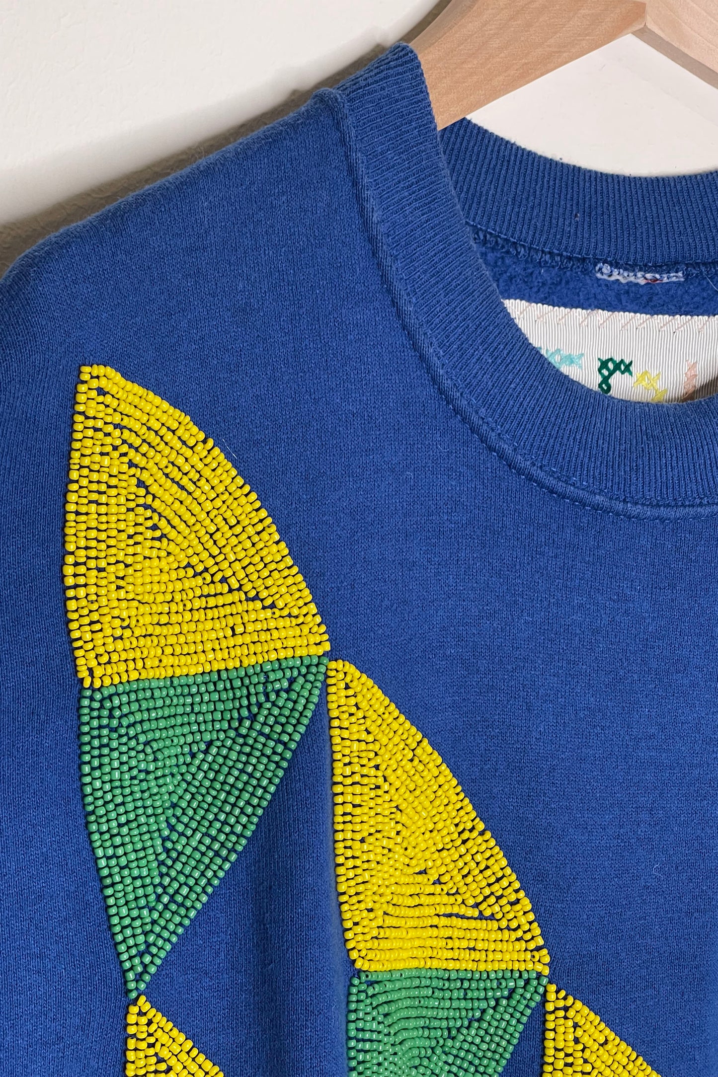 "Triangles" Sweatshirt - Blue/Multi/Beads