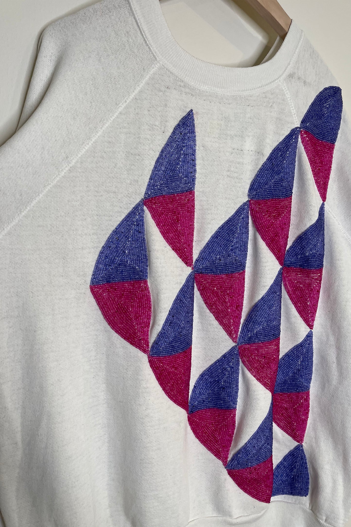 "Triangles" Sweatshirt - White/Multi/Beads