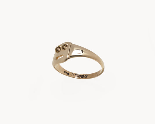 "Just Don't" Gold Small Square Emoji Signet Ring
