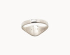 Vintage signet ring reworked with etched face, back view. 