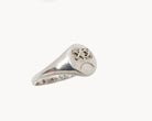 Vintage signet ring reworked with etched face, side view