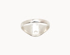 Vintage signet ring reworked with etched face, back view. 
