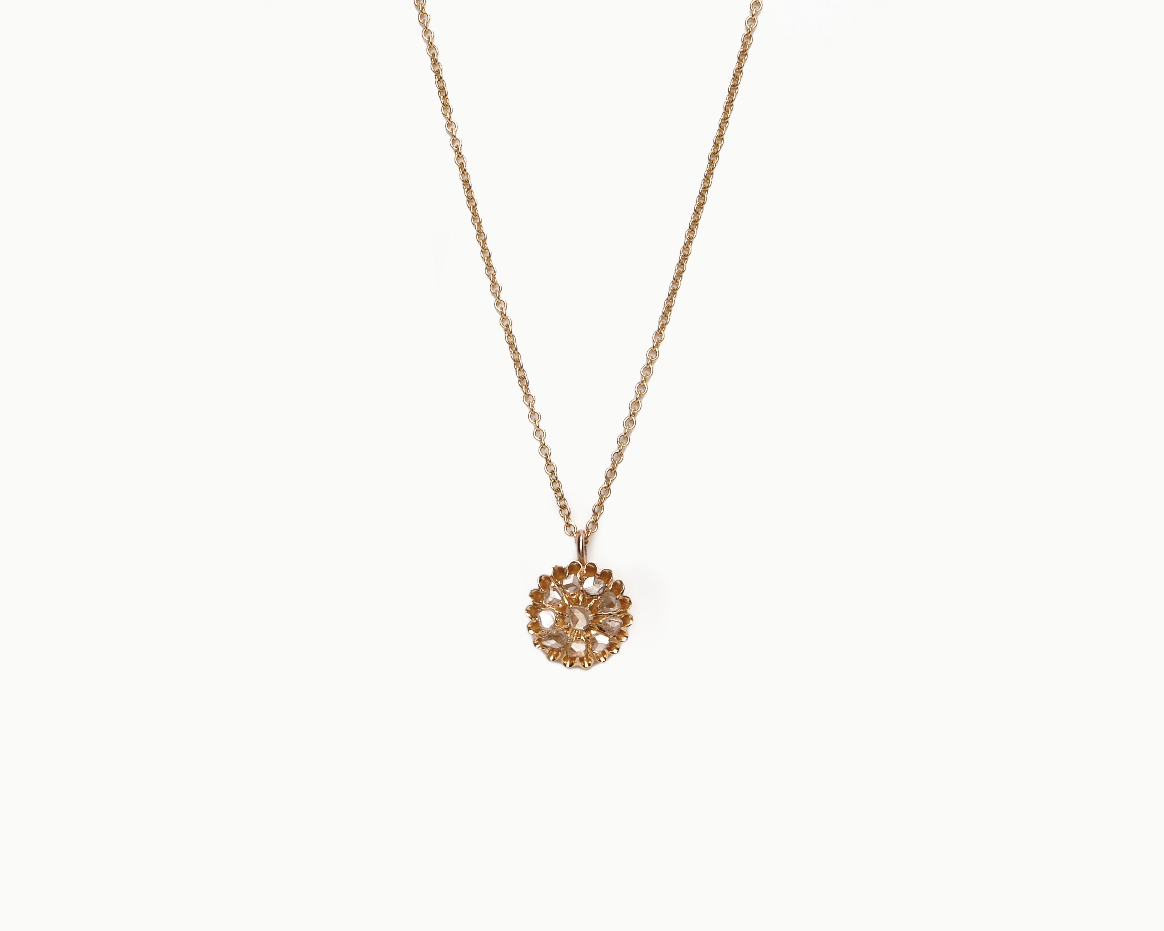 Vintage diamond pendant necklace, close up view