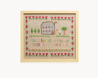 Upcycled framed sampler, front view 