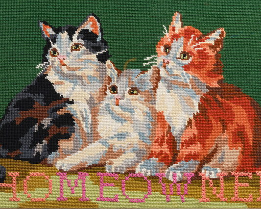 "hoMEOWner" Triple Kitty Vintage Reworked Tapestry