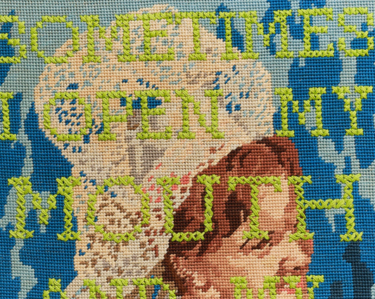 "Sometimes Mother" Woman in Lace Mantilla Reworked Vintage Tapestry