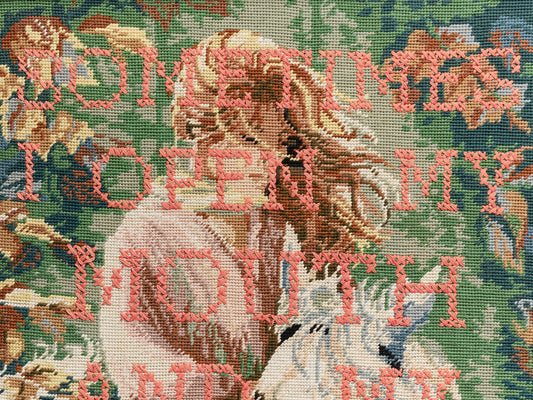 "Sometimes Mother" Girl on White Stallion Vintage Reworked Tapestry