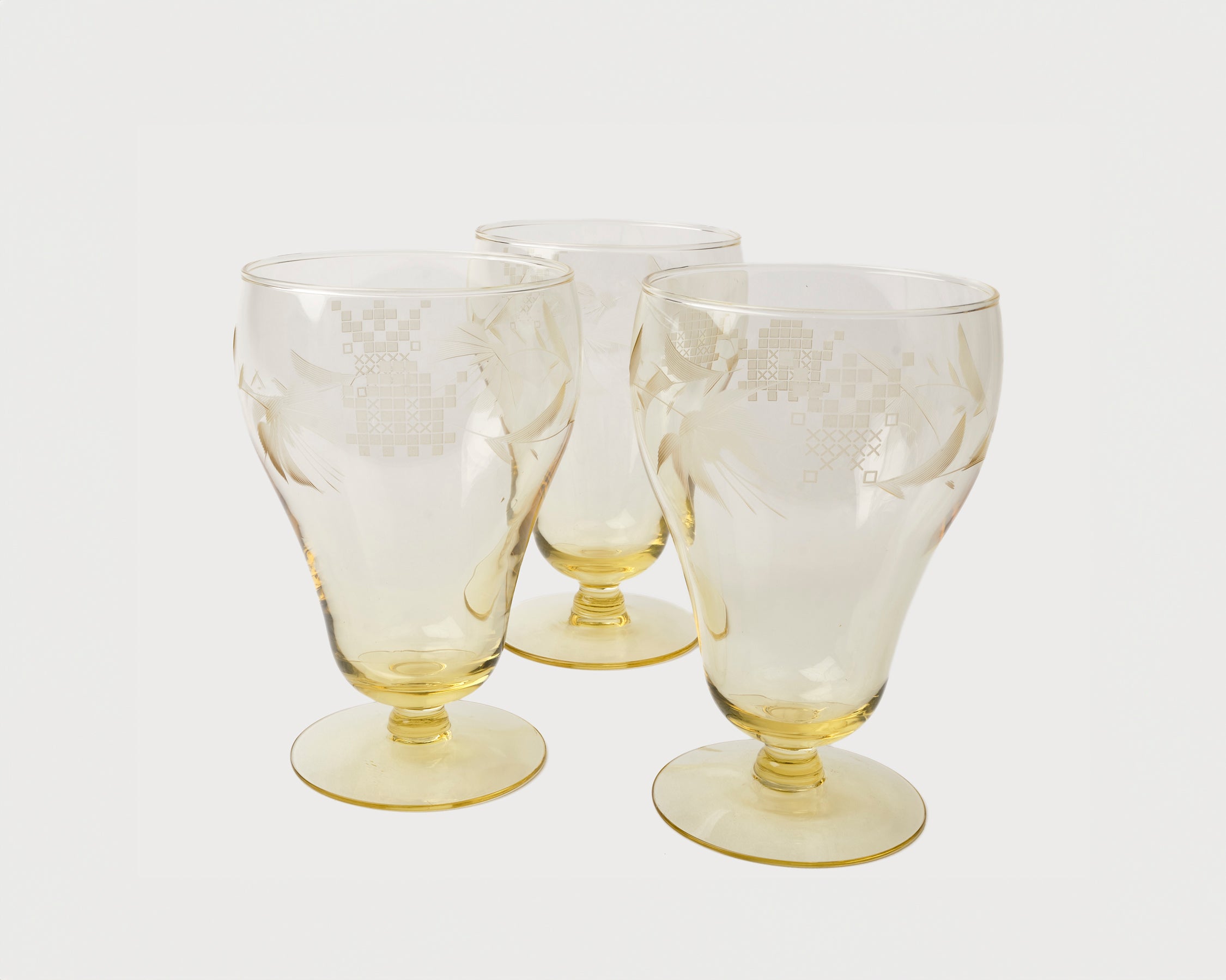 Etched vintage glass, set view 