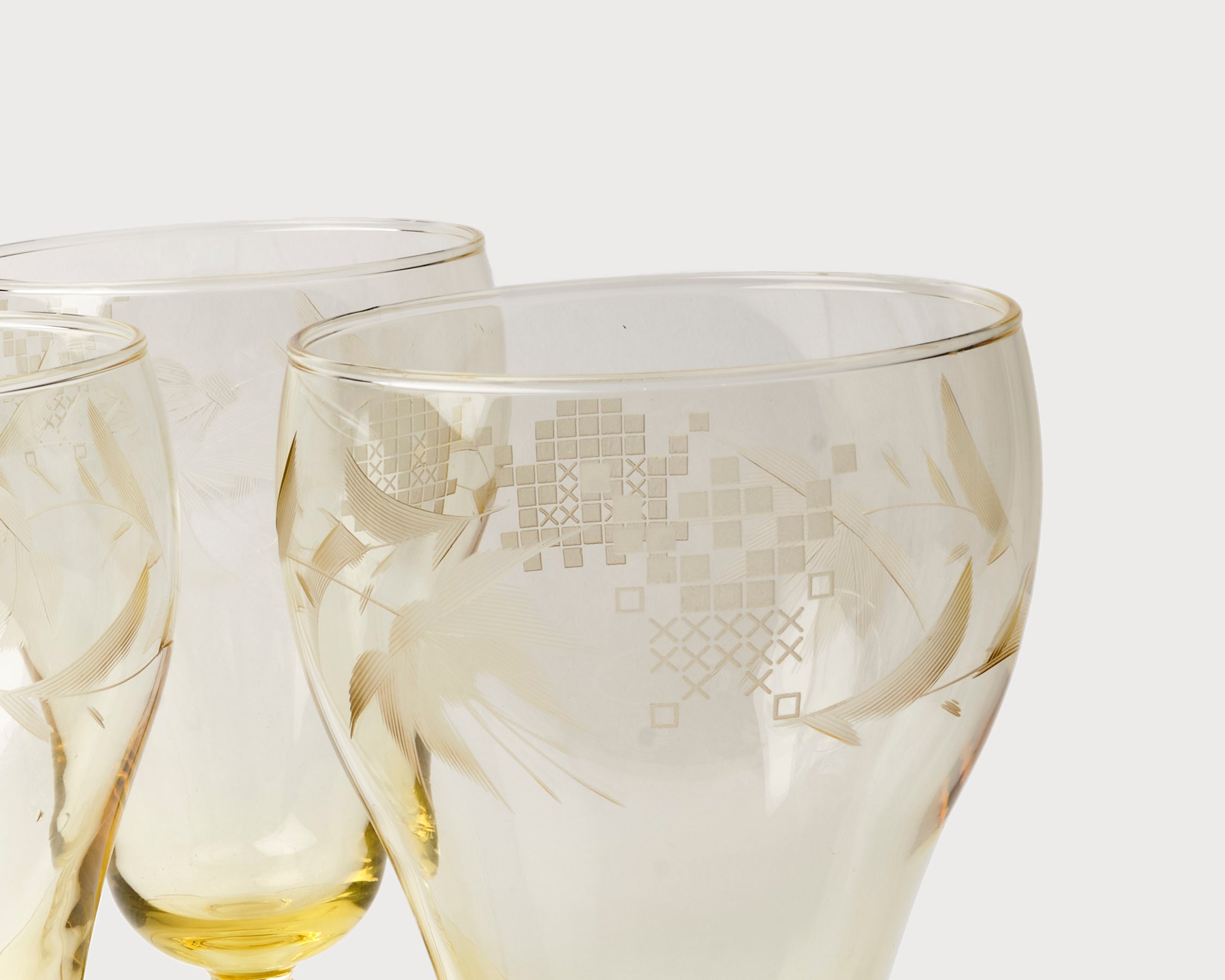 Etched vintage glass, close up view 