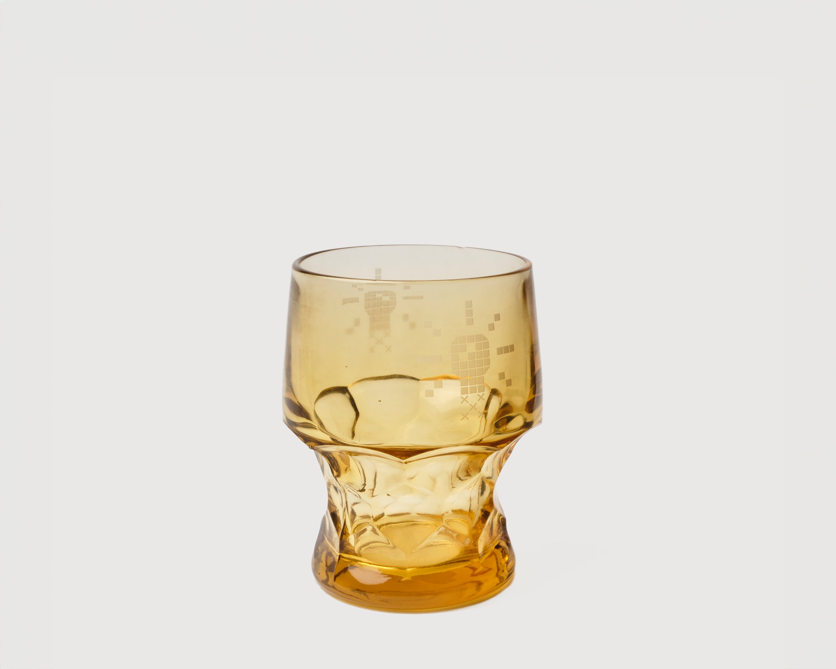 Etched vintage glass, front view 