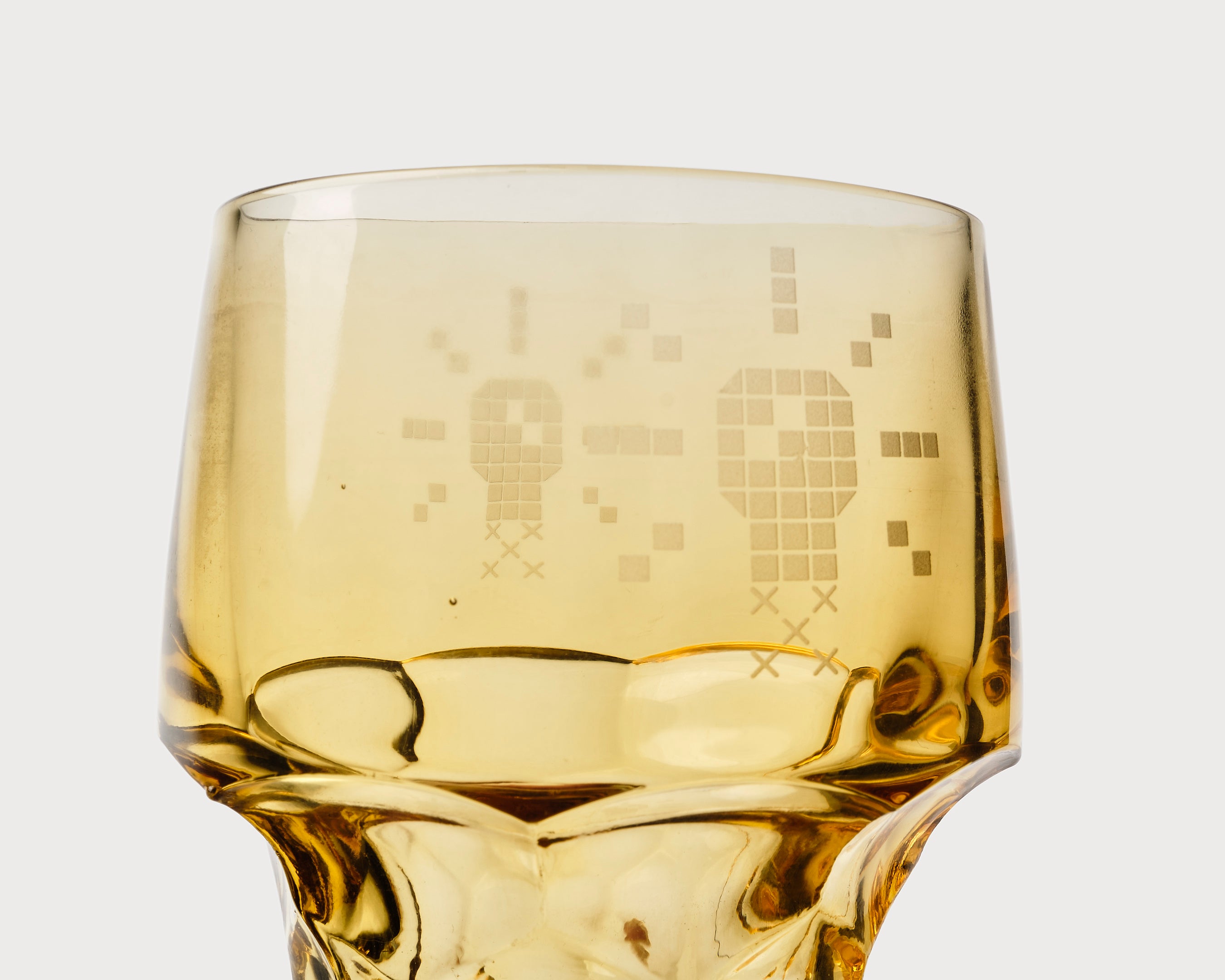 Etched vintage glass, close up view 