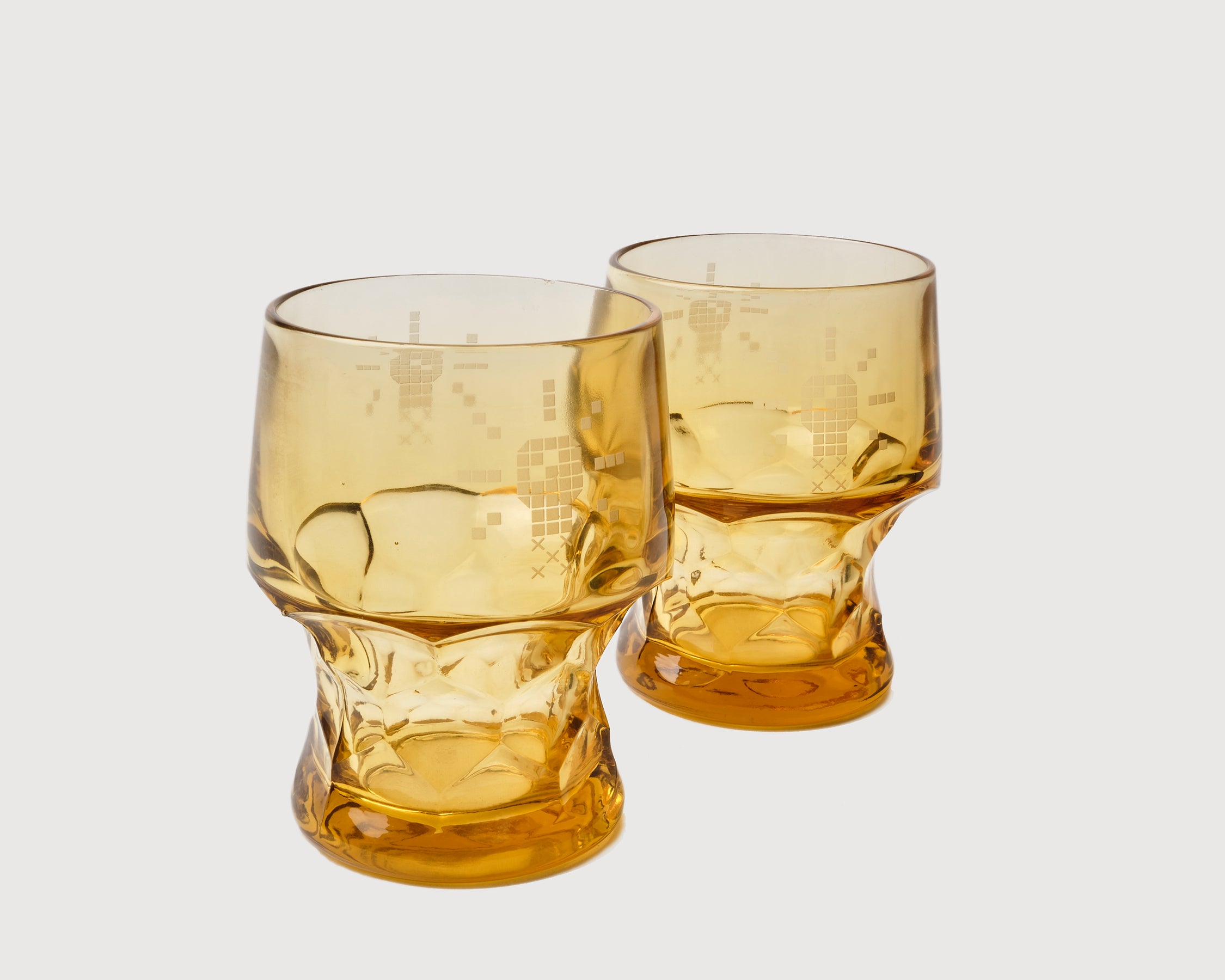 Etched vintage glass, set view 