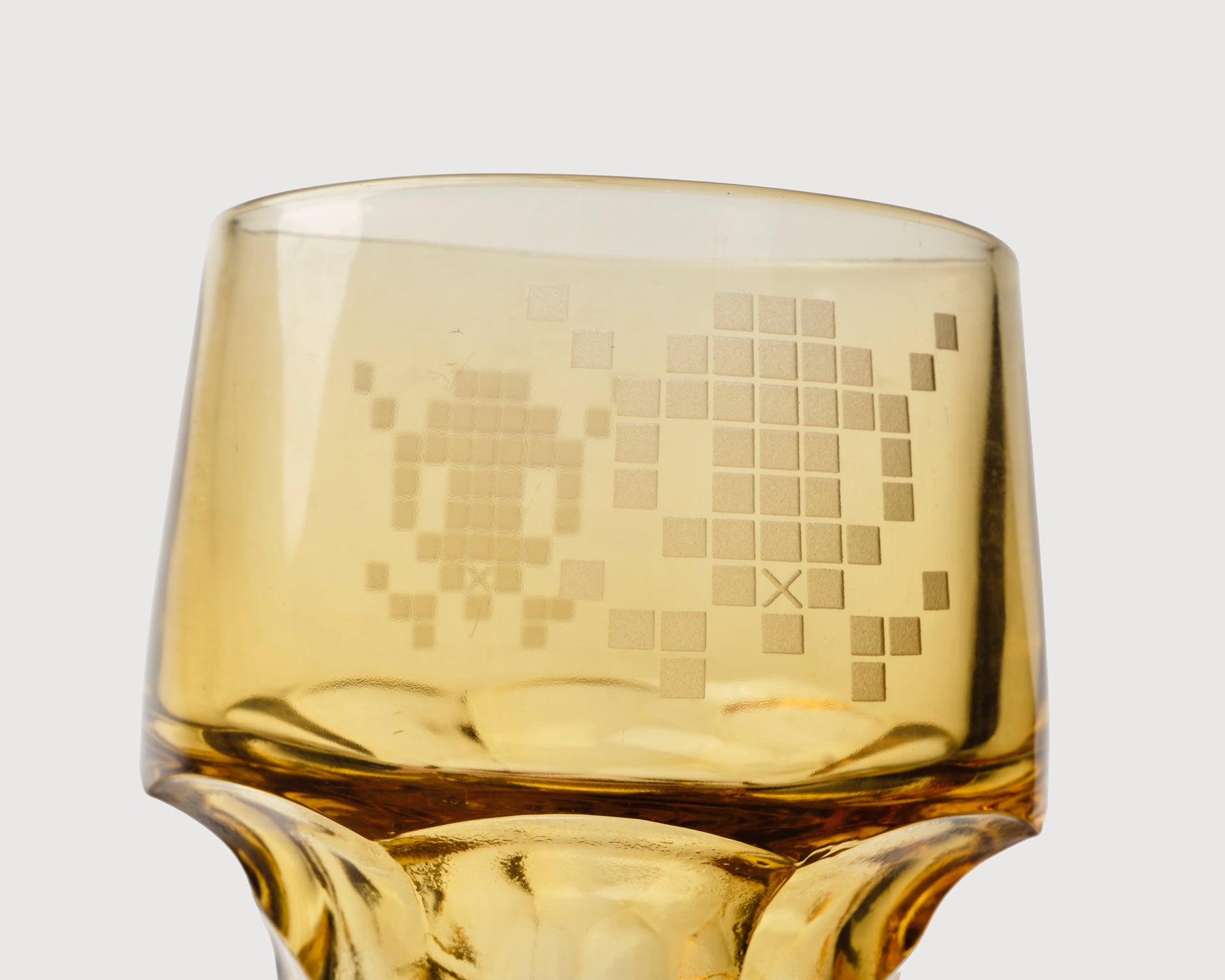 Etched vintage glass, close up view