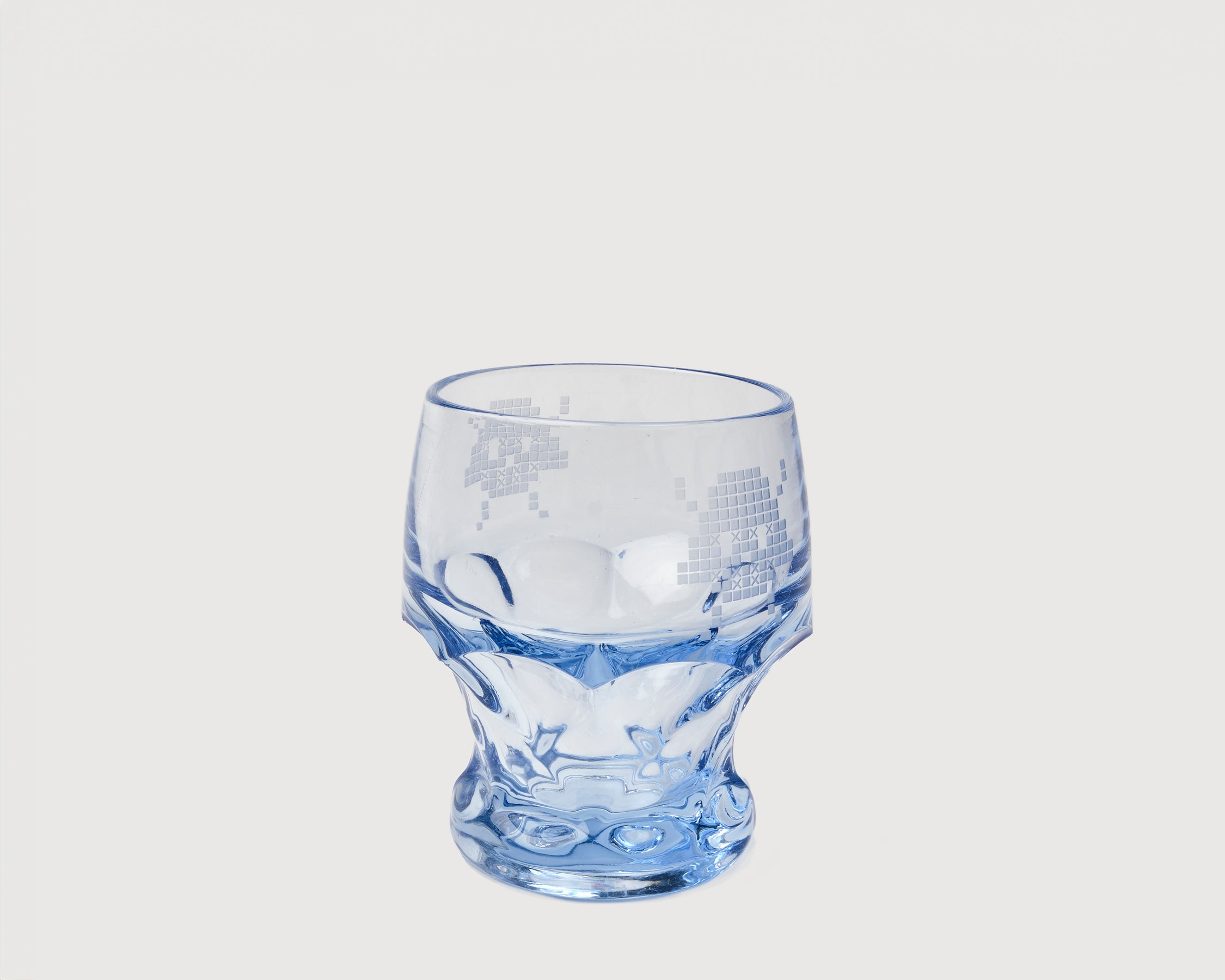 Etched vintage glass, front view 