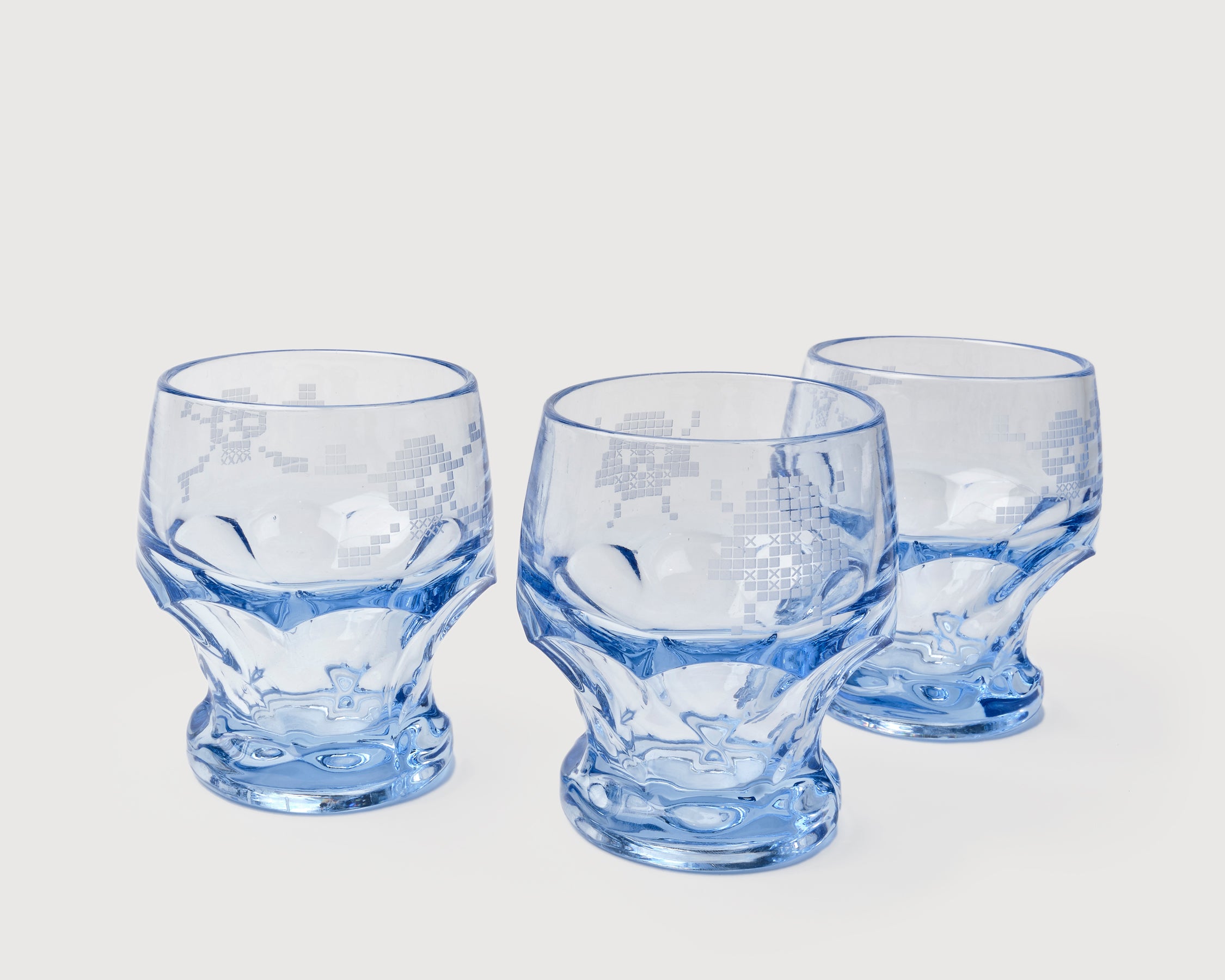 Etched vintage glass, set view