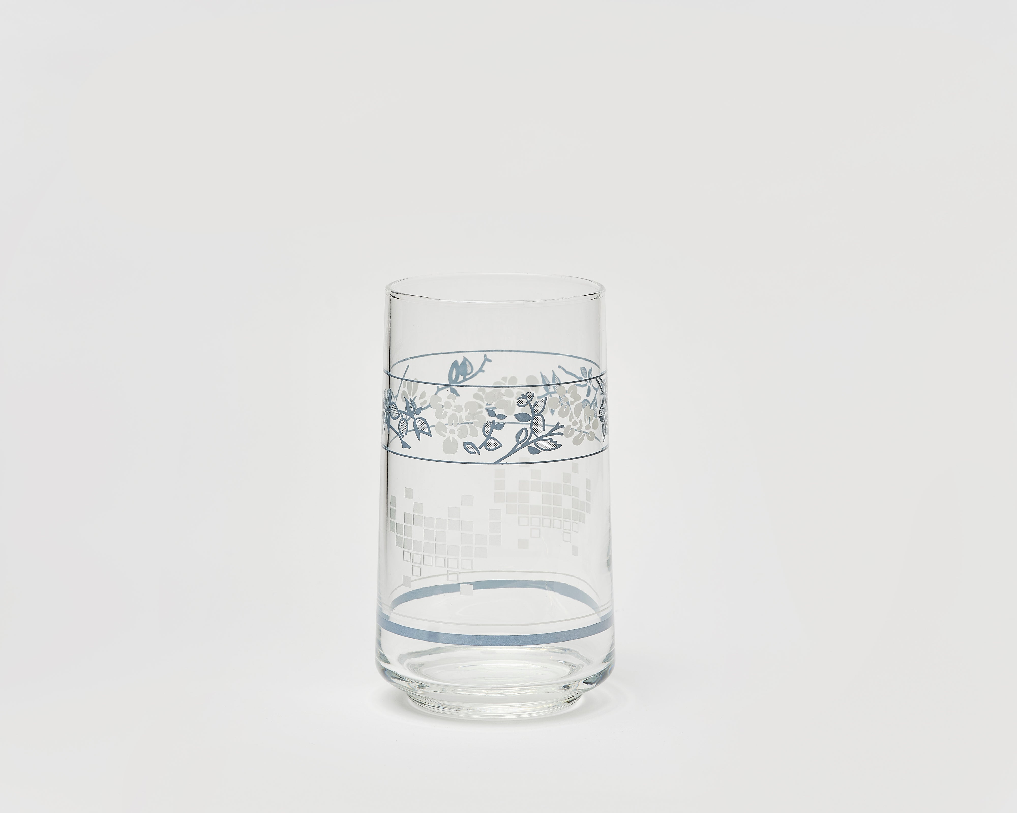 Etched vintage glass, front view 