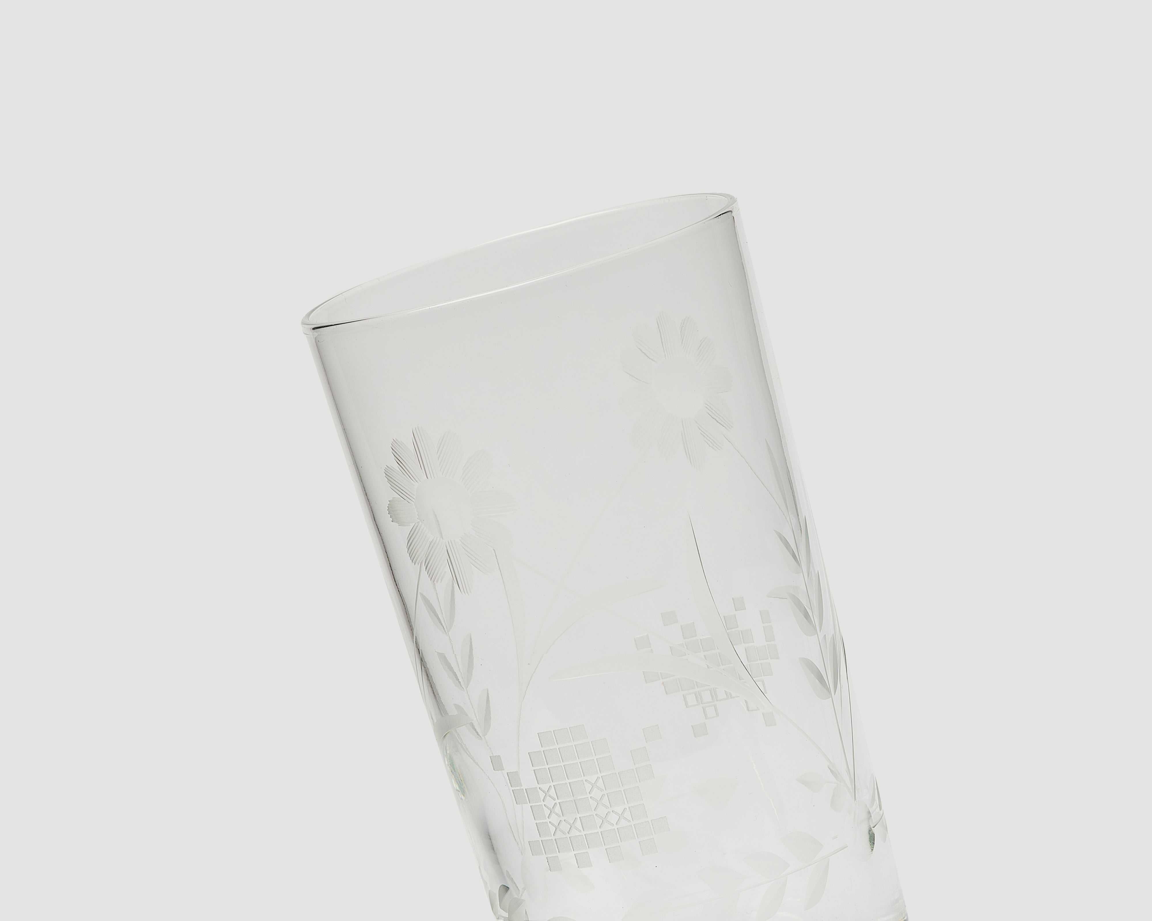 Etched vintage glass, close up view 