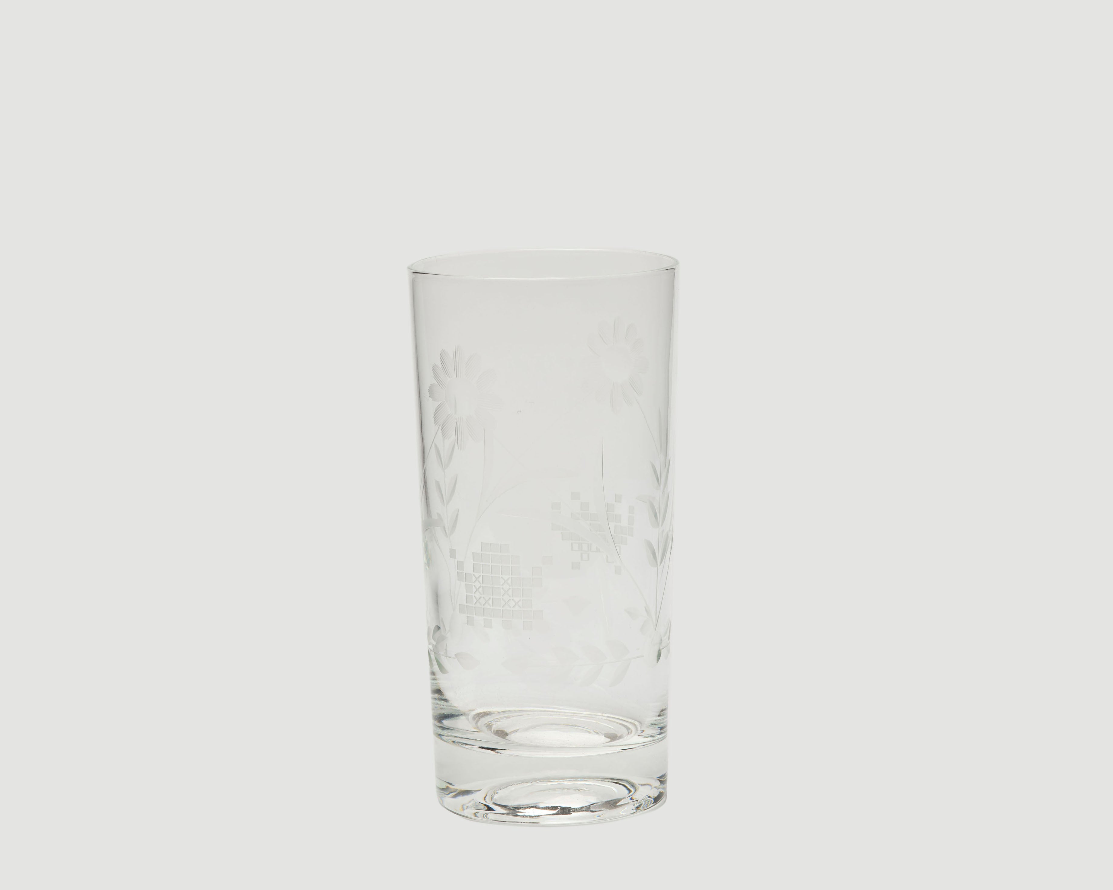 Etched vintage glass, front view 