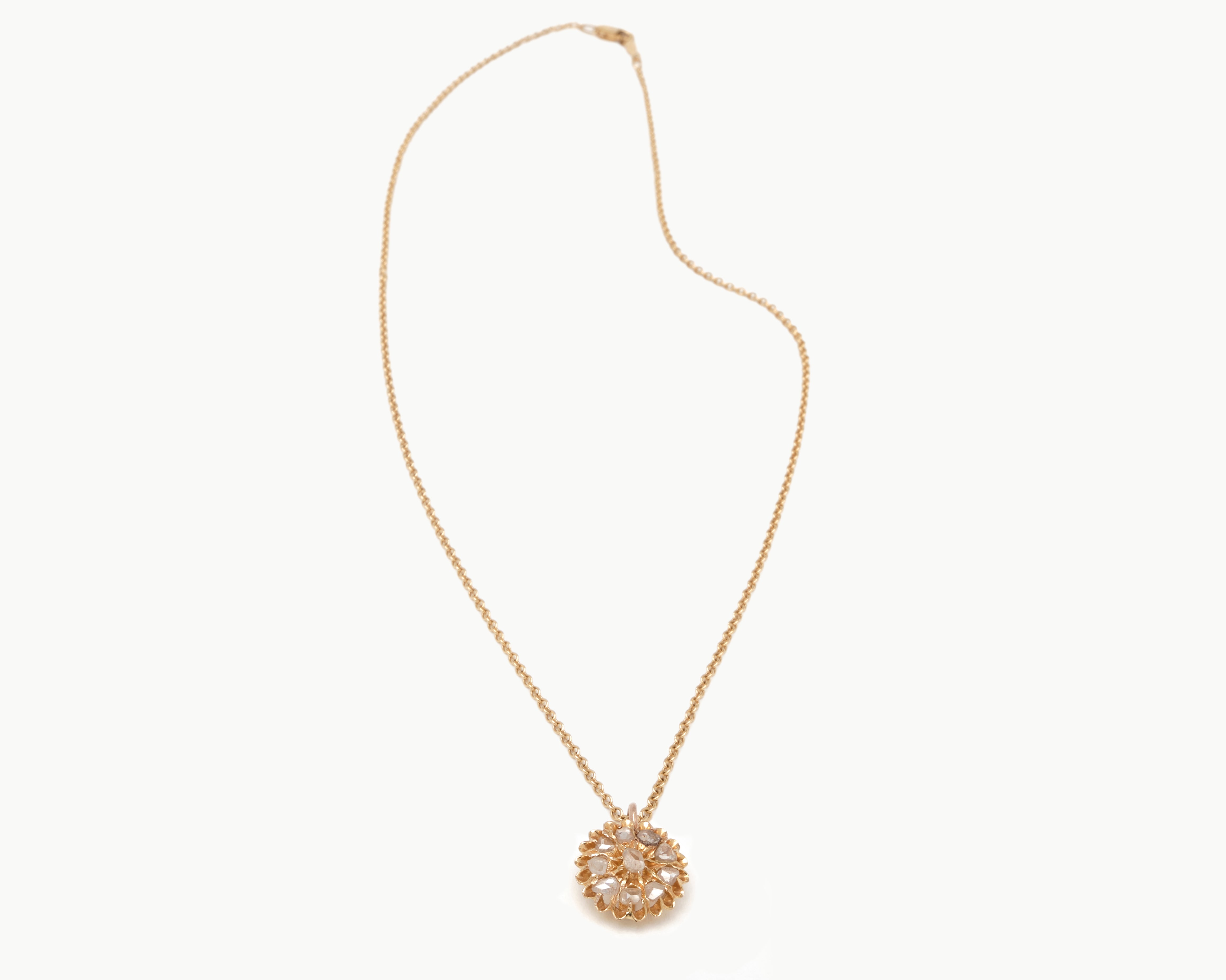 Vintage diamond pendant necklace, whole necklace view