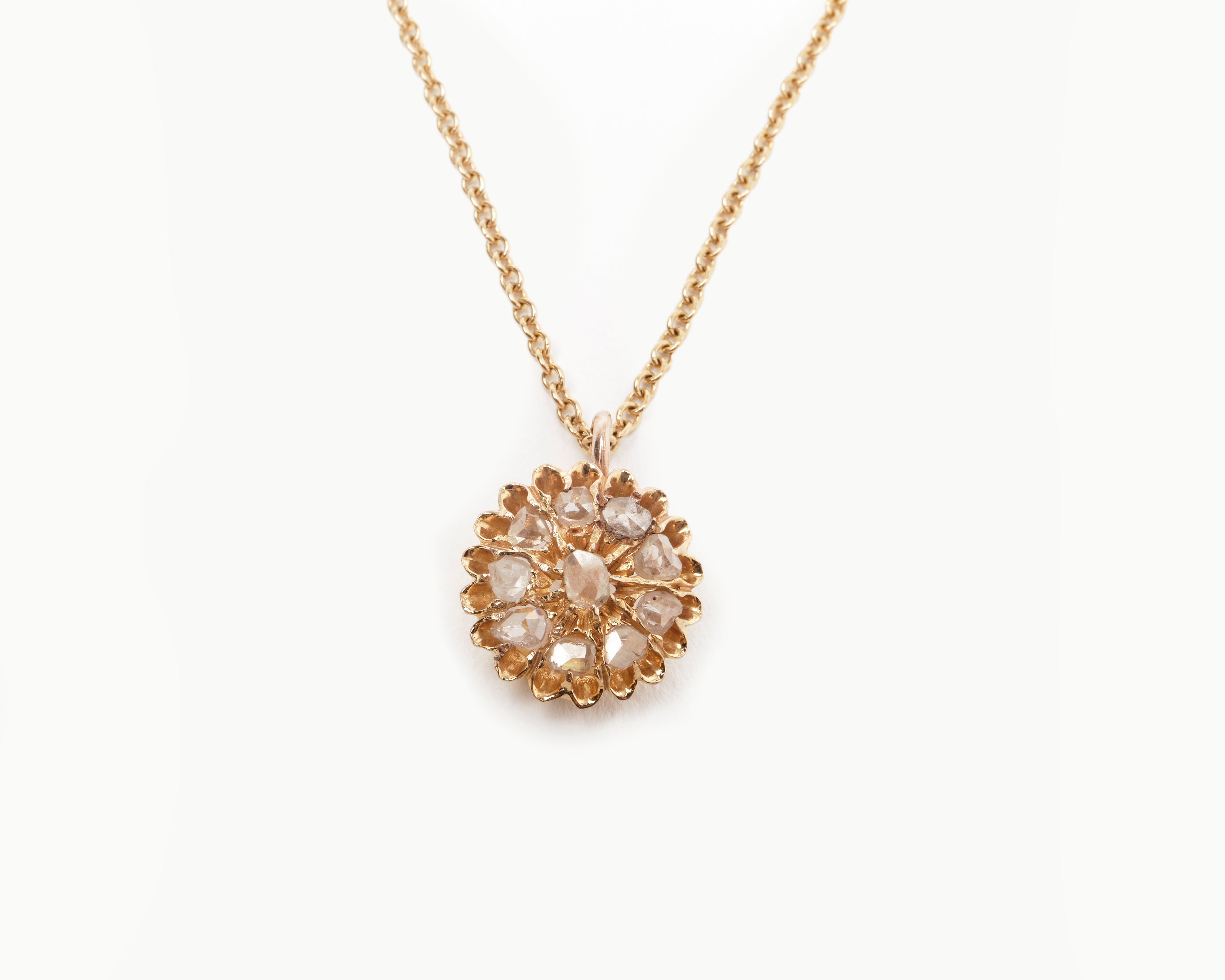 Vintage diamond pendant necklace, close up view