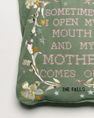 Bag with embroider embellishments, close up view 