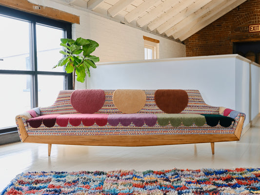 "Ghost Gondola Sofa" MCM Adrian Pearsall Sofa - Hand Tufted & Embroidered