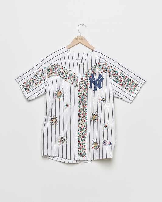 "Pick Your Team" NY Yankees "Rodriguez" Sequined Button Front Jersey