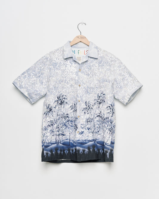 "Sequin Blooms" Hawaiian Shirt - Clouds and Border Palm Print
