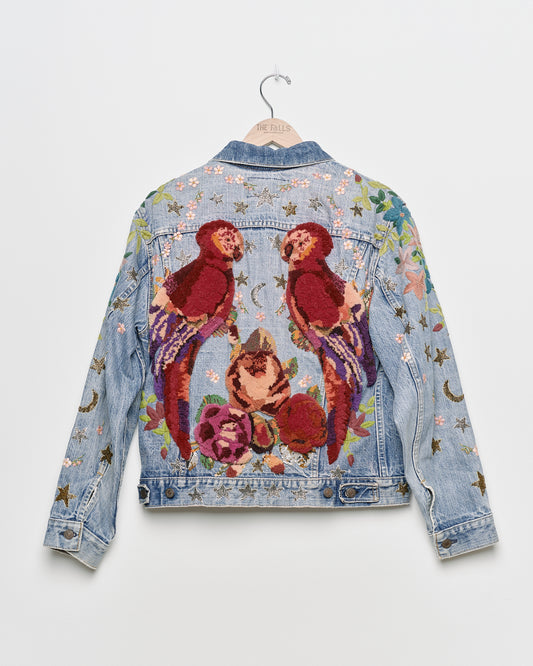 "Scarlet Macaw" 2 pocket Denim Trucker Jacket