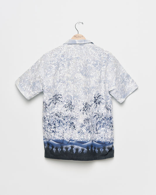 "Sequin Blooms" Hawaiian Shirt - Clouds and Border Palm Print