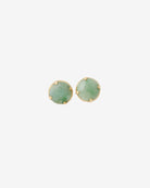 18k gold vintage jade stud earrings, front view 