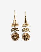Vintage 14k gold diamond drop earrings, back view