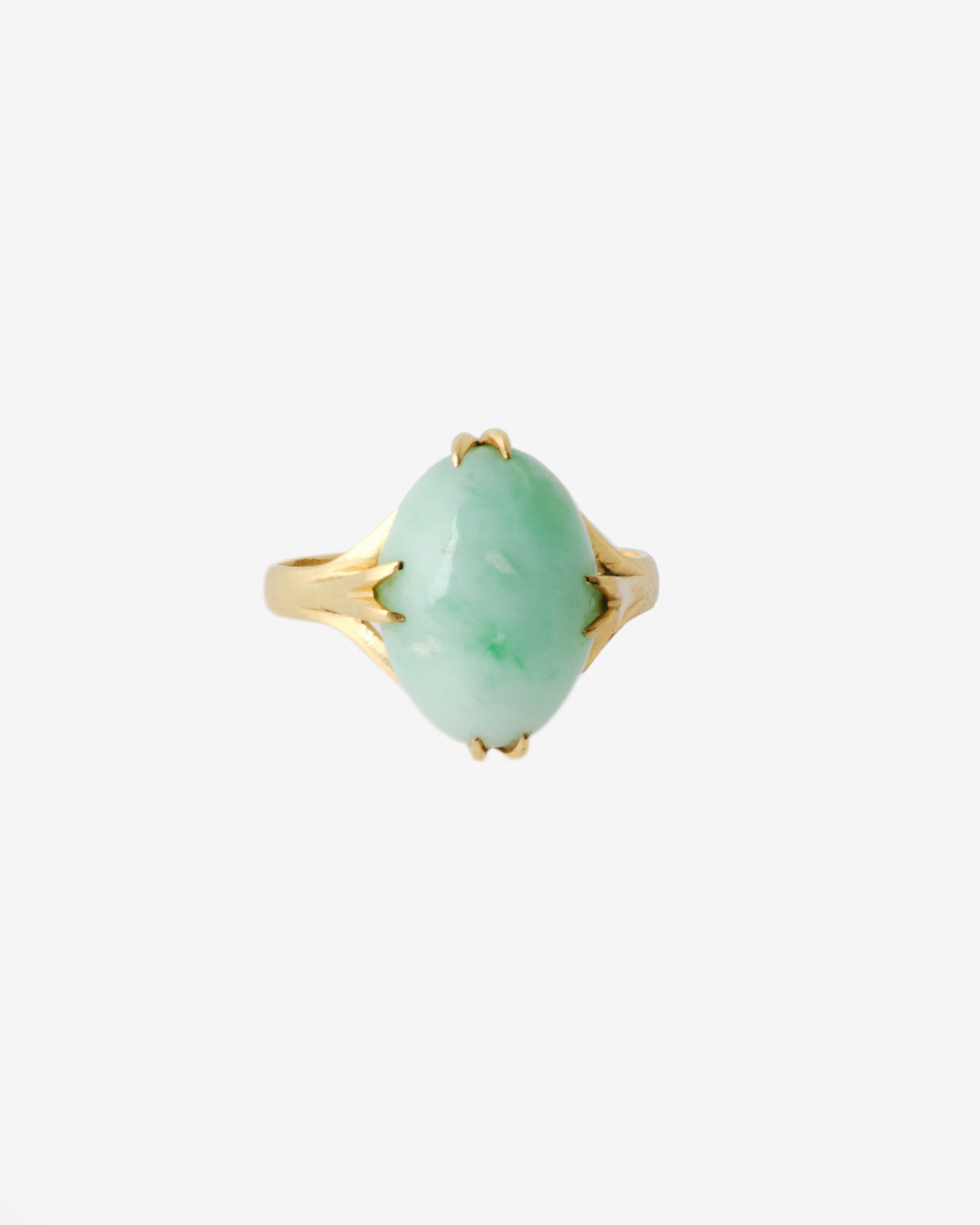 14k vintage jade ring, front view