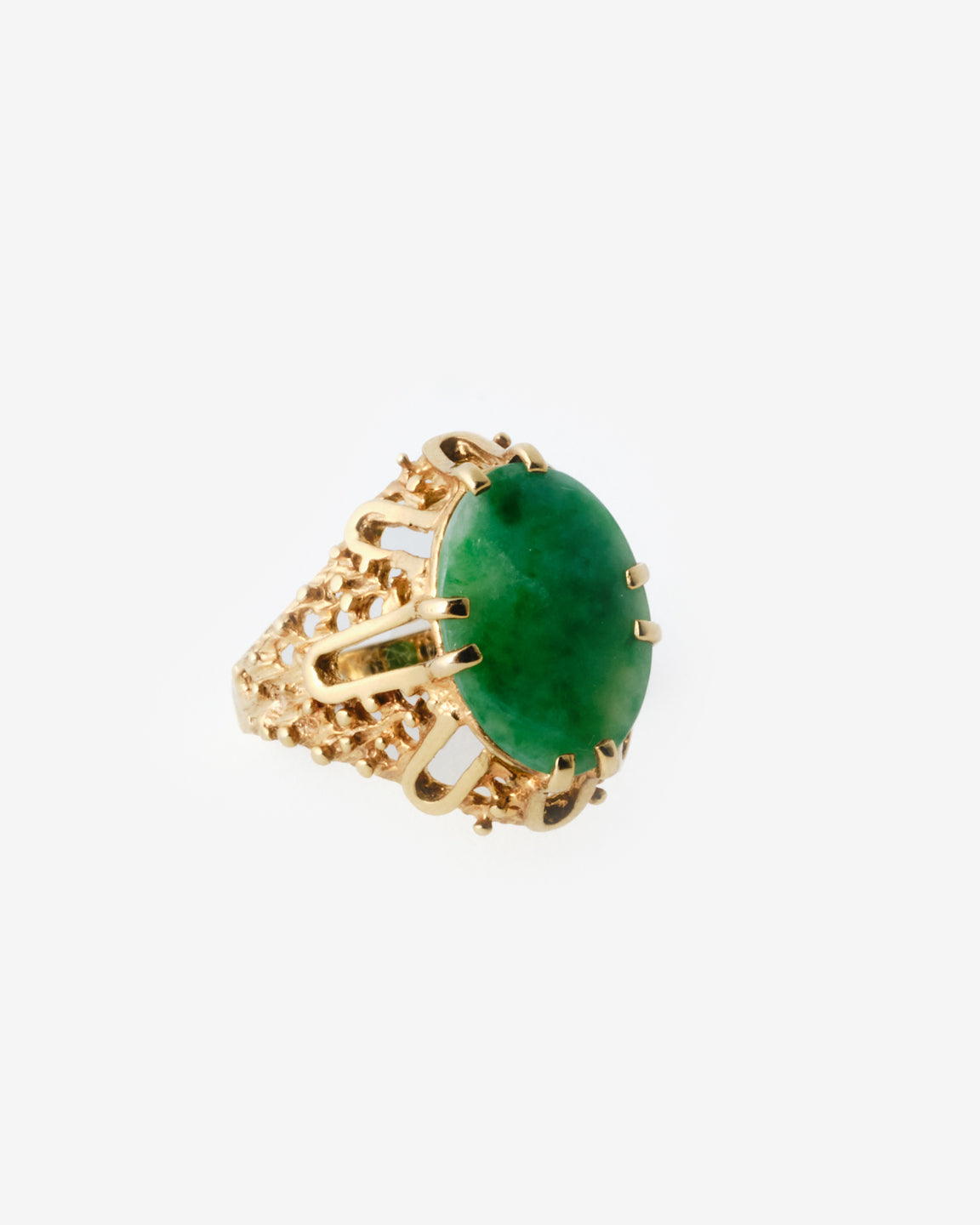 10k vintage jade cocktail ring, front view