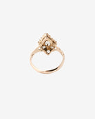 14k vintage navette diamond ring, back view