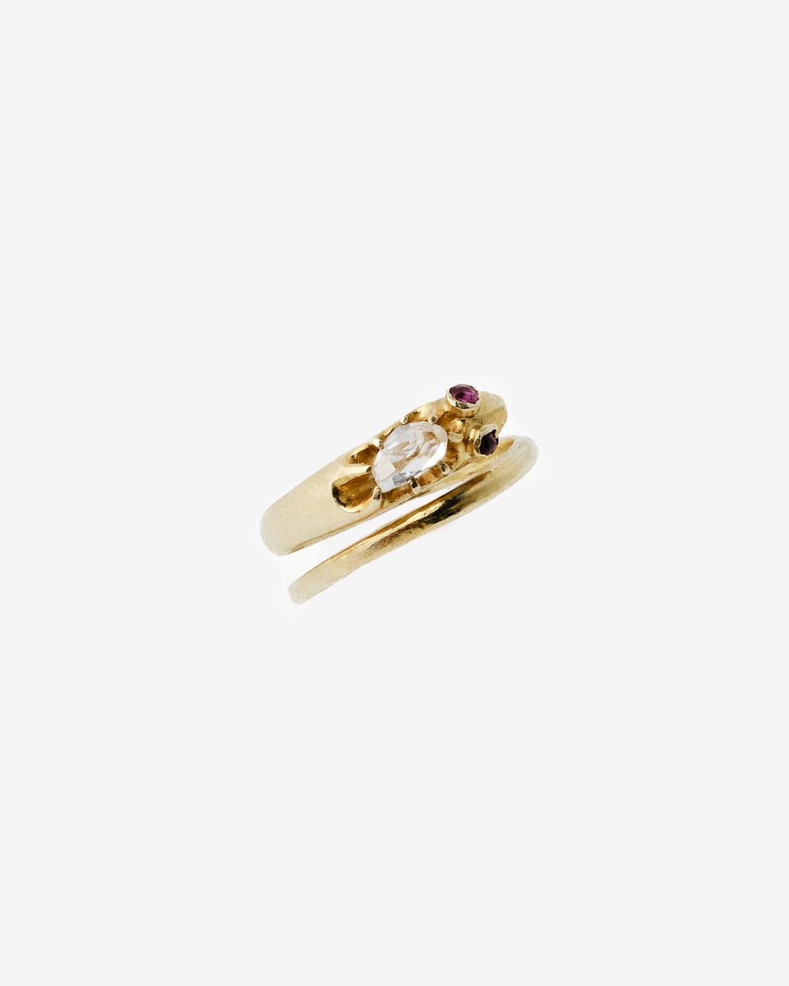 18k vintage snake diamond ring, top view