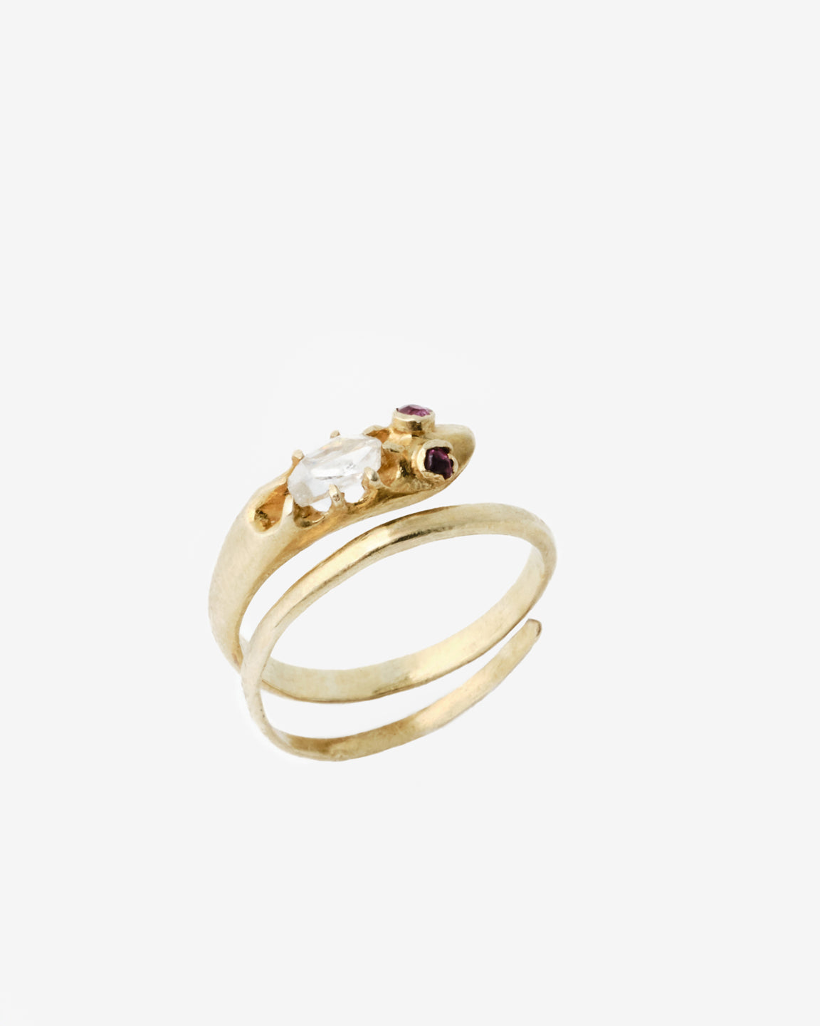 18k vintage snake diamond ring, front view