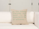 Pillow with embroidery embellishments, front view 